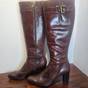 Enzo Angiolini Women's Brown Leather Knee-High Boots Size 9M